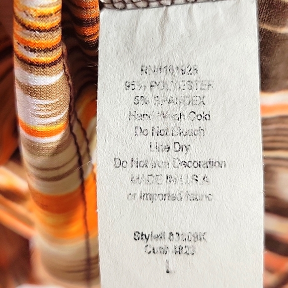 Suzie Couture Wood Bead Embellished Tie Open Shoulder Top Size L - Picture 4 of 6